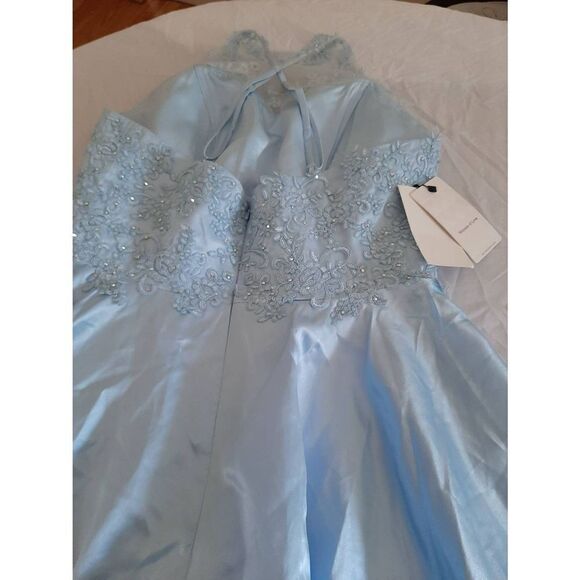 New Large Witness of Love Light Blue Lace Sequin Prom Wedding Bridal Party Dress - Picture 2 of 8